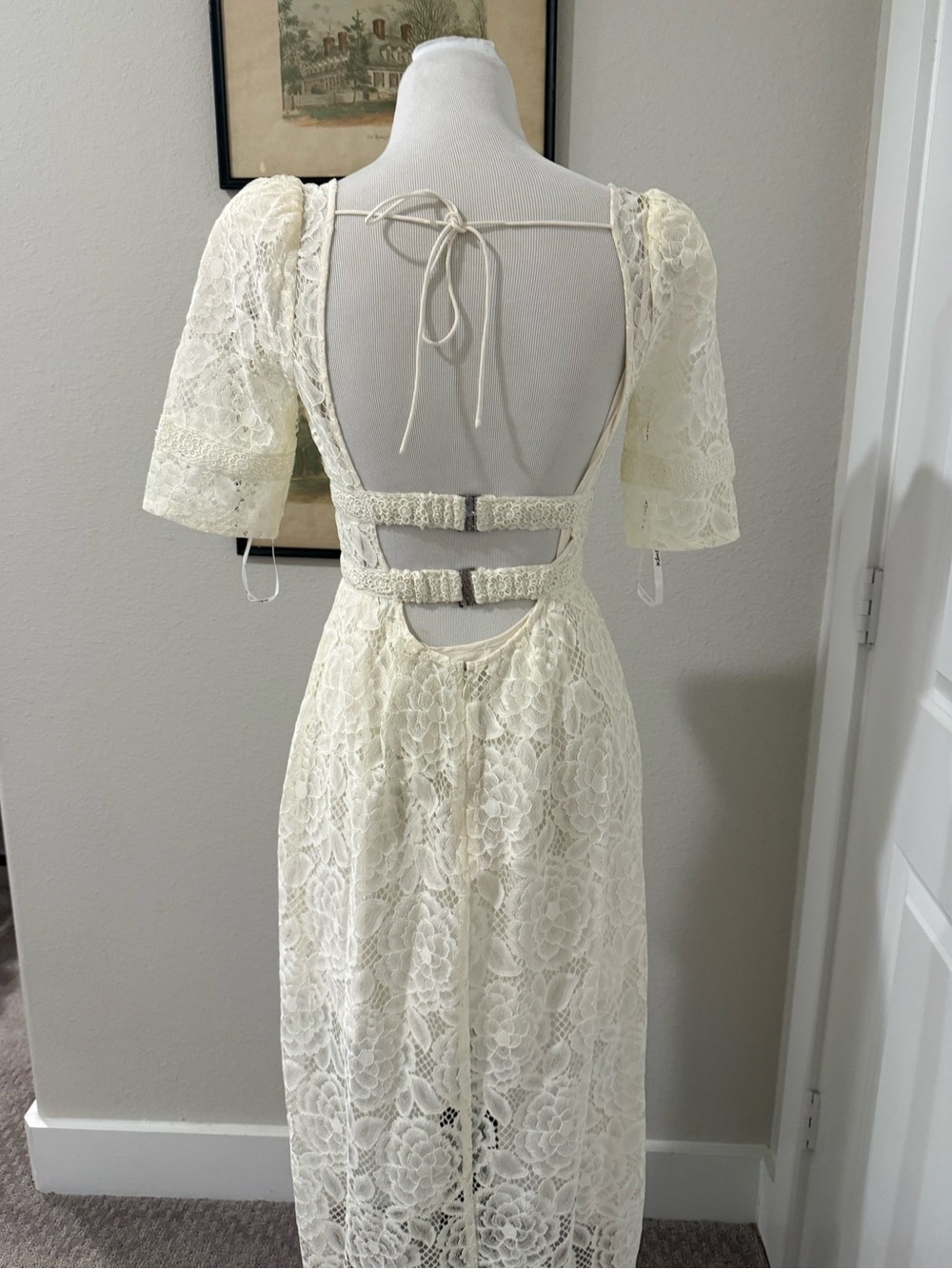 NWT For Love & Lemons Marilyn White Lace Midi Dress Bridal SZ S - Picture 6 of 10